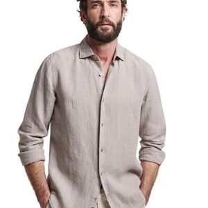 Report‎ collection Heritage 100% linen ivory long sleeve button up shirt Large